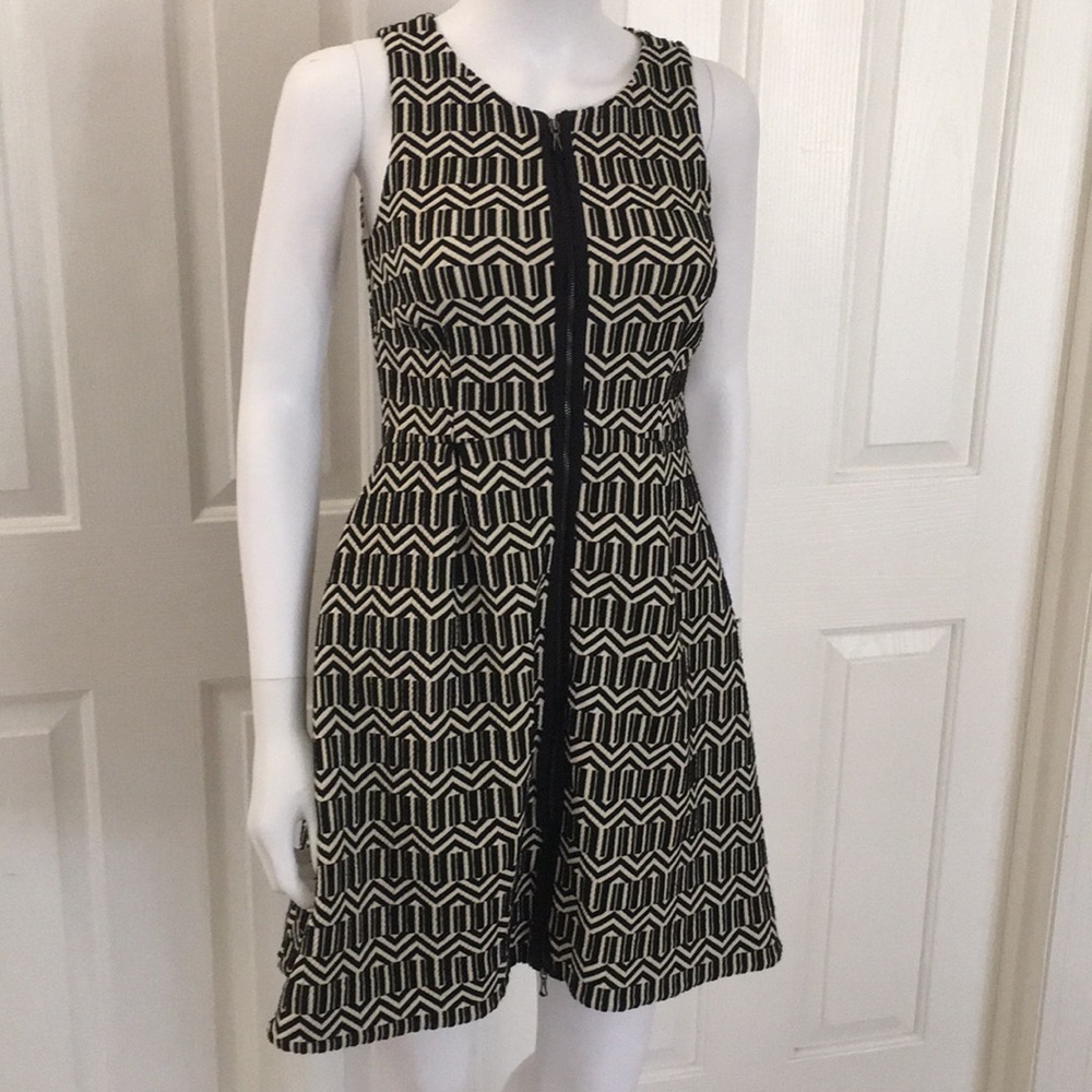 Leifsdottir Anthropologie cream and black dress 2